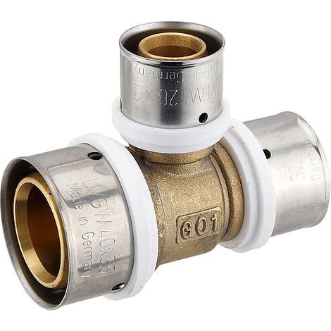 Pressfitting-T-Stück - reduziert - 40 x 3,5 - 26 x 3,0 - 32 x 3,0 mm für MV-Rohr