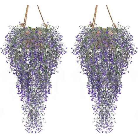 Artificial Plants Set of 2 Ivy Vine Artificial Plant Indoor Outdoor Artificial Flower for Wall and Garden Decoration - Purple (1/4)