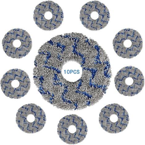 (10 pièces) Tampons de vadrouille lavables et réutilisables pour ECOVACS DEEBOT X1 OMNI/ X1 PRO OMNI/ X1 TURBO/ X1 PLUS/T10 OMNI/ T10 TURBO, lingettes anti-taches fortes en microfibre (1/5)