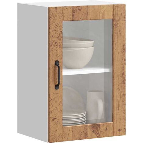 Küchen-Hängeschrank mit Glastür Porto Altholz-Optik