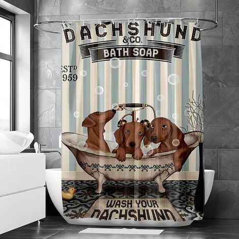 Rideau de douche motif chat vintage et baignoire aquarelle, tissu salle de bain imperméable, 90x180 cm (1/5)