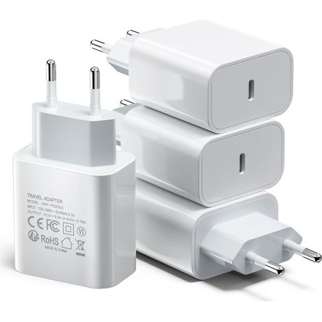 [Lot de 4] Chargeur USB C 25W, Bloc d'alimentation USB C, Adaptateur Secteur PD 3.0, Universel, Compatible avec 16/15/14/13/S25/S24/S23/Téléphones Portables/iPad/Tablettes (1/5)