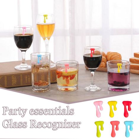Wine Glass Marker - Food-Grade Silicone C-Shaped Cup Identifier for Wine Glasses - Party Drink Tracker - 6 Pieces (1/5)