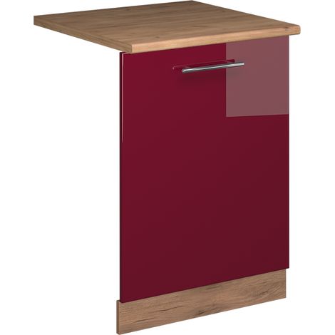 Panel frontal del lavavajillas Fame-Line, Rojo Burdeos alto brillo, 60 cm , ET Roble, Vicco (1/5)