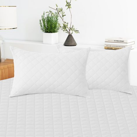 Protège Oreiller Imperméable 50x80 Cm, Protege Oreiller Lot De 2, Hypoallergéniques, Respirant Et Silencieux, Anti Acarien, Anti Tâches, Bactérien, Lavable en Machine, Blanc (1/5)