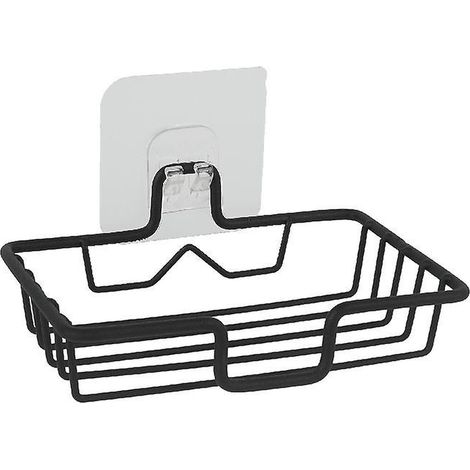 Selbstklebende Seifenschale zur Wandmontage für Dusche und Badezimmer, Schwarz, 1 Stück, Edelstahl, Schwarz (1/5)