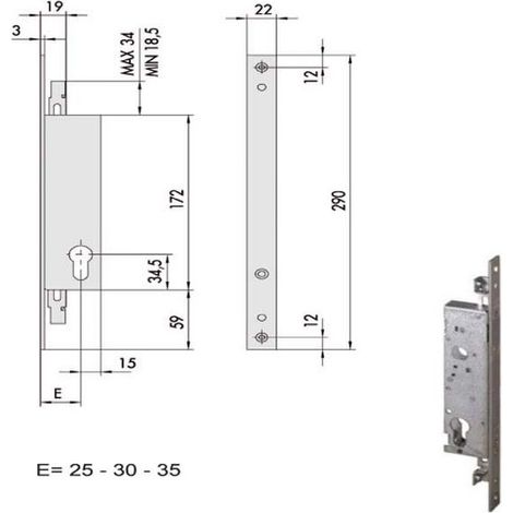 Serrure d'insertion pour montants All 46270-35-0 Cisa