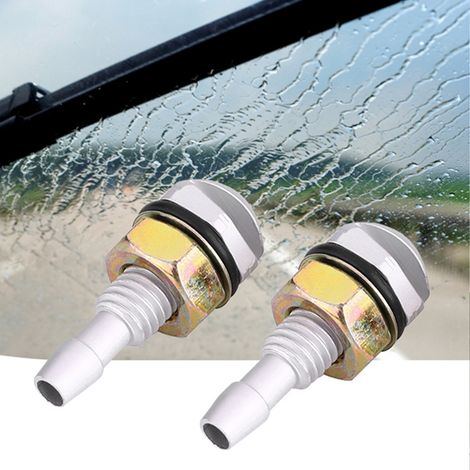 2 pièces buses de lave-glace universelles en alliage d'aluminium pour voiture, argentées