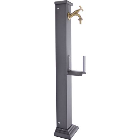 Fonderia Bongiovanni – Fontaine de jardin colonne Sparta en acier galvanisé – Robinet en laiton finition bruni – Hauteur 90 cm – Support tuyau 50 cm (1/3)