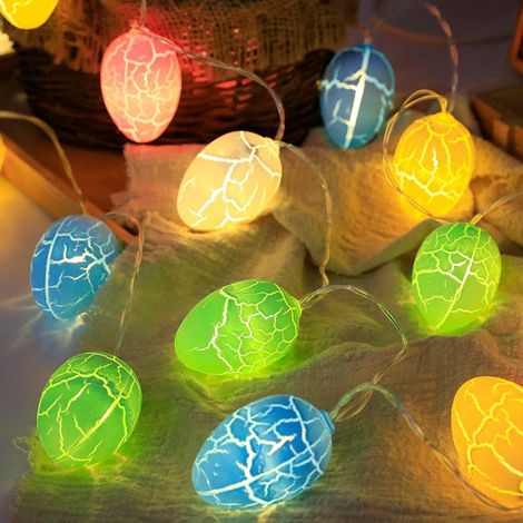 Boîte à piles guirlande lumineuse LED fendue œuf de Pâques cœur étoile suspension décoration (1/3)