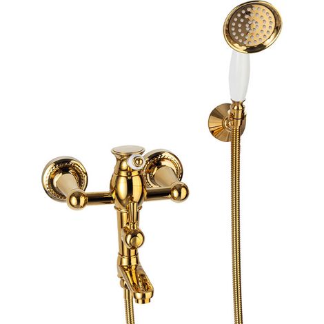Mitigeur bain mural rétro Silla, robinet de baignoire en laiton, économie d’eau, design vintage, Doré