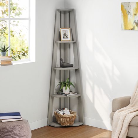 Corona Grey Wax Corner Ladder Bookcase (1/5)