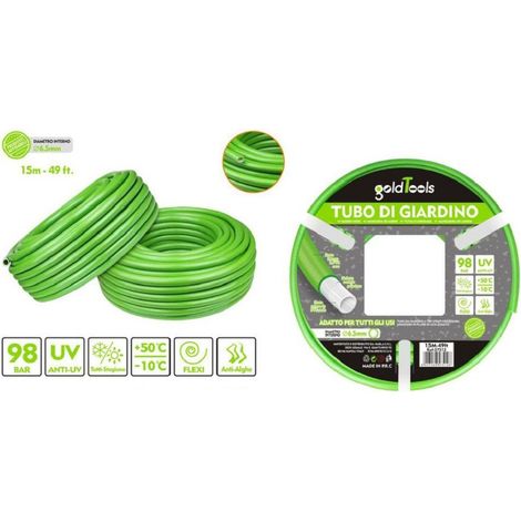 TRADE SHOP - Tubo Per Giardino Irrigazione In Pvc Verde Pompa Acqua 15 Mt 49ft ø 6.5mm 57512 - (1/2)