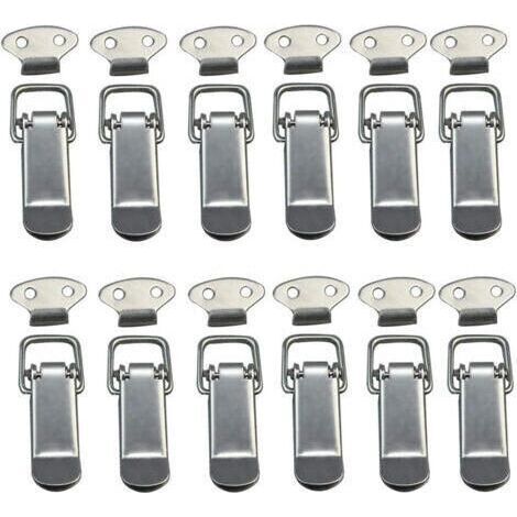 12 Pièces à Bascule Fermoir à Ressort avec Crochet Fermeture à Ressort en Acier Inoxydable pour Coffret, Boîte, Tiroir, Armoire (1/4)