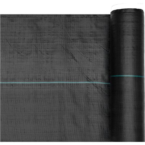 Tissu anti-mauvaises herbes résistant, 0,4 x 15,2 m, 90,7 g/m², géotextile tissé pour jardin, barrière de sol efficace, noir, contrôle des adventices. (1/5)