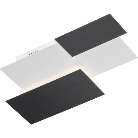 Wandlampe Esszimmerleuchte Glas satiniert Wandleuchte schwarz weiß Designleuchte, Metall, LED 17,5 W 2100 lm, LxBxH 53x33x6,5 cm, WOFI 4827.03.44.9000 (1/5)