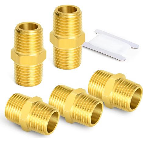 5 pièces 3/8" x Laiton BSP Mâle Hex Mamelon Raccord, à Connecteur Droit - 3/8"M (1/5)