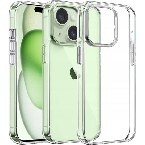 Schlanke Hülle für iPhone 15, transparente Hülle, transparente Rückseite + 9H-Glas (1/5)