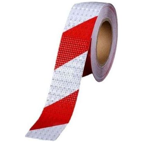 Promotion Ruban de Signalisation Rouge et Blanc Bande Reflechissante Autocollante Avertissement De La Circulation Nuit De Autocollant Reflechissant Voiture Marquage Sol,5cm x 25m (1/4)