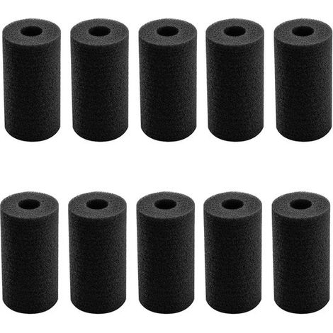 Protección de filtro, 10 piezas, Recambio, 8x4x4cm, Cartucho de esponja prefiltro, Apto para tubos con un diámetro entre 2 cm y 2,5 cm, Negro (1/5)