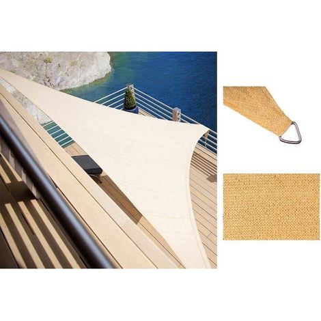 Trade Shop - TENDA VELA OMBREGGIANTE PARASOLE DA ESTERNO TERRAZZE GIARDINO TRIANGOLARE 4 X 4 X 4 MT -      Beige