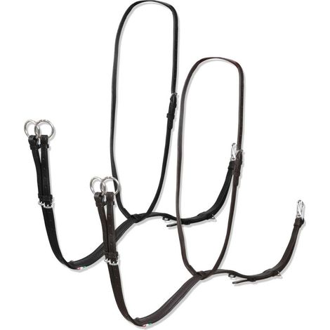 Pour en savoir plus :, Noir: Martingale pour chevaux en cuir avec mousqueton également réglable