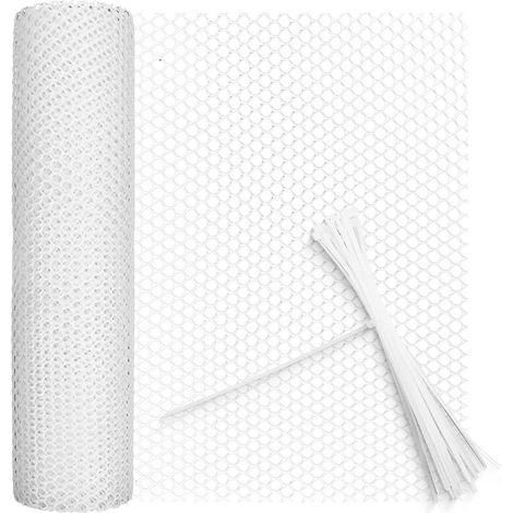 Grillage plastique filet poule grillage souple clôture en plastique trou de 8mm filet pour poulailler (Blanc, 40cm×5m) (1/5)