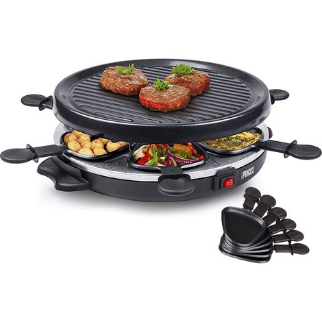 RACLETTE Partygrill mit Grillplatte für 6 Personen Tischgrill rund, 800 Watt (1/5)
