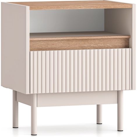 Selsey DUNEA – Table de chevet avec tiroir, Gris cachemire/aspect chêne, 50 cm