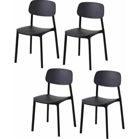 Kit 4 sedie polipropilene cucina bar ristorante sedia interno esterno sedie nero 726k (1/2)