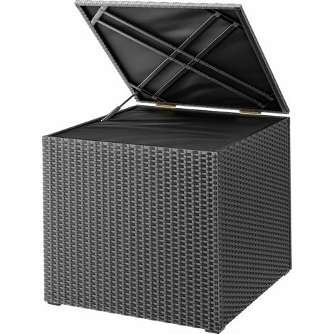CASARIA® Auflagenbox 318L Polyrattan - Wetterfeste Garten Aufbewahrungsbox für Kissen & Sitzauflagen 75x75x70cm, für Balkon, Terrasse und Garten, UV-beständig schwarz