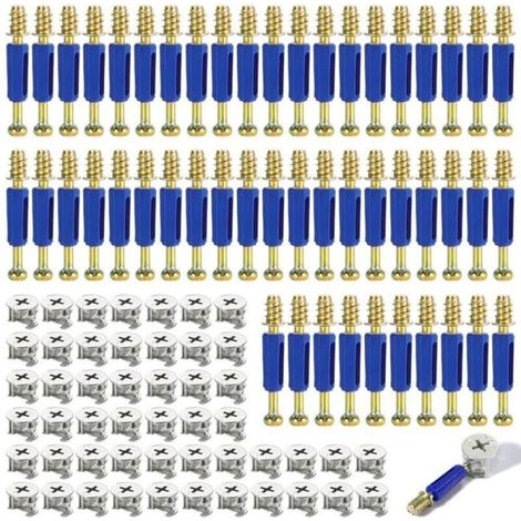 50 Stück 40-mm-Exzenter-Möbelverbinder, Schrankverbinder, Möbelschrauben, mit Exzenternocken und Bolzenmontagestift