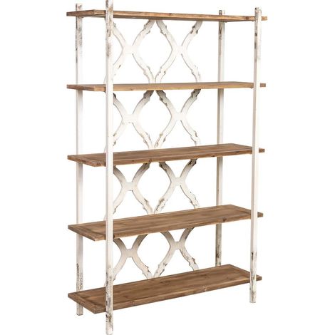 Estantería de madera marrón y blanca de 5 baldas 120x42.5x190h cm