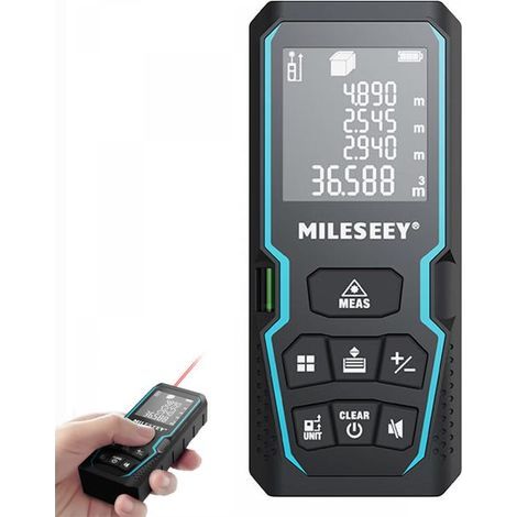 Télémètre laser 50M avec affichage d'angle numérique, contrôle de niveau électronique, commutateur d'unité mètre/pouce/pied et mode Pythagore (1/5)