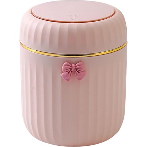 Desktop Waste Bin with Snap On Lid Space Saving Small Waste