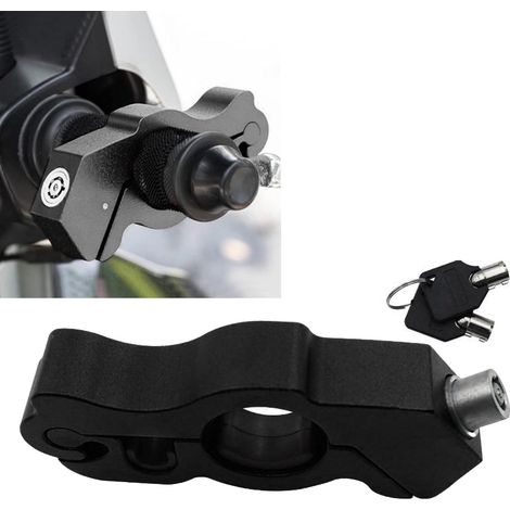 Motorrad-Lenkerschloss, aus CNC-gefrästem Aluminium, schwarz, kompatibel mit Offroad-Motorrädern, Mopeds, Rollern und Quads. (1/5)
