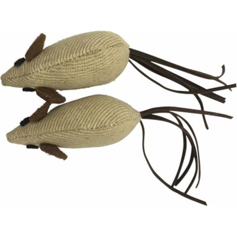 Lot de 2 Jouets pour Chat "Souris" 14cm Écru