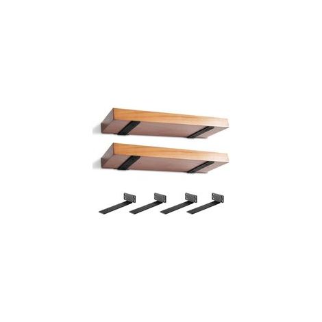 Lot de 4 étagères murales flottantes en métal robuste (épaisseur 5 mm), supports rustiques inclus (longueur 25 cm)