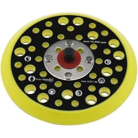 Plateau de Support 125mm 5 pouces Compatible avec Mirka Ceros/Deros 44 Trous 5/16 Fixation de Fil Ponceuse Crochet et Boucle Support Accessoires pour Outils Électriques,de (1/4)