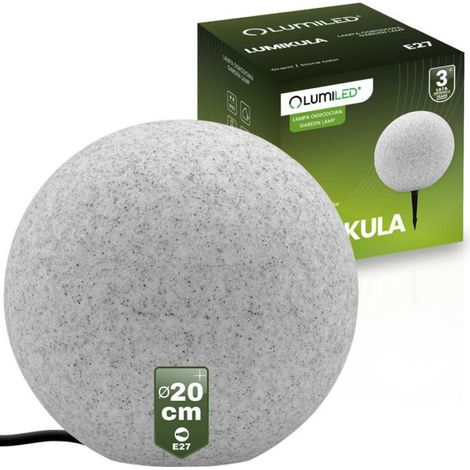 Lampe De Jardin - Sphère Décorative En Pierre Artificielle - 20 Cm - Culot E27 - IP65 - 1 Pièce (1/5)
