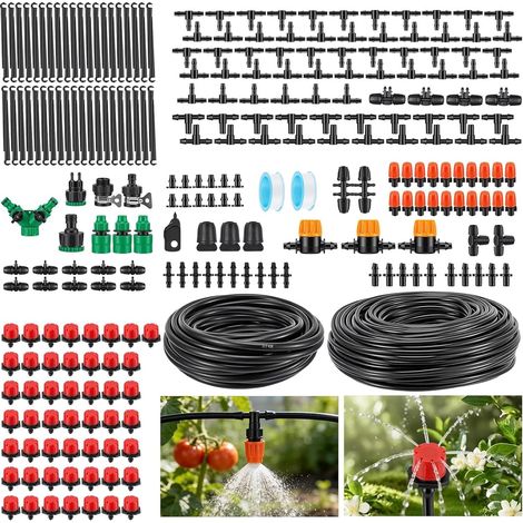 Garden Irrigation System, 340pcs Drip Irrigation Kit, 55m+15m Automatic Watering Kit, Drip Irrigation Kit for Garden Lawn Greenhouse Plants (1/5)