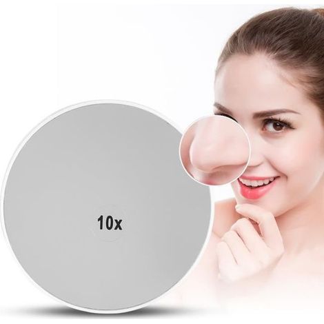 Miroir grossissant 10X, miroir grossissant cosmétique de beauté avec 2 ventouses-YUA (1/4)