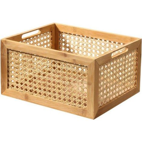 Große Bambus- und Rattanbox – L 35 x 28 x 18 cm – Braun (1/5)