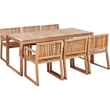 Gartenmöbel Set 6-Sitzer SASSARI II zertifiziertes Akazienholz Hellbraun