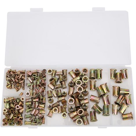 220 pièces Coffret d'écrous à riveter en acier zingué M3/4/5/6/8/10 pour tôles, visserie universelle (1/5)