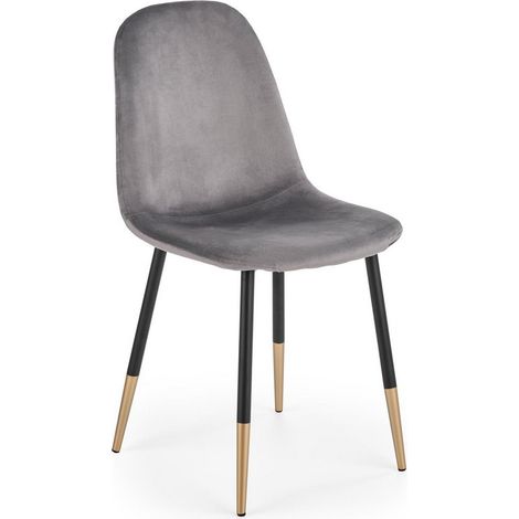 Chaise de salle à manger en velours gris avec pieds en acier noir et doré ALWAYS (1/5)