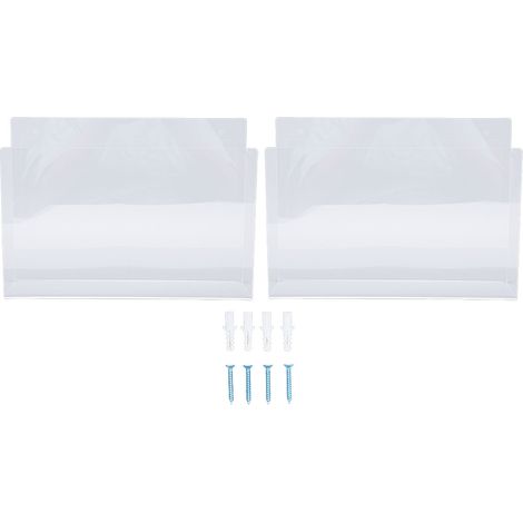 Support Mural 2 Pochettes Acrylique Transparent Organisateur Bureau Revues Lettres Fixation Vis 28x6x20cm (1/5)