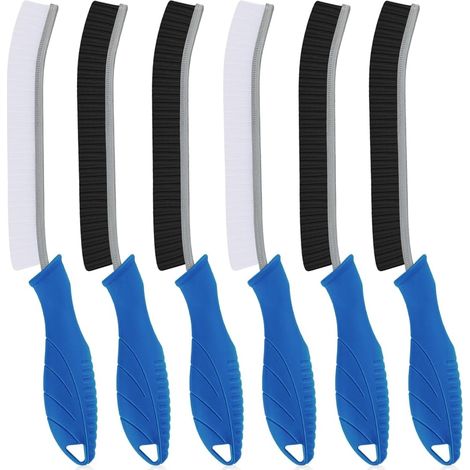 Brosse de Nettoyage - Brosse de Nettoyage à Poils Durs, Brosse à Coulis, Outils de Nettoyage pour Les Toilettes, la Salle de Bain, la Maison, la Baignoire, l'évier, la Fenêtre (6, Bleu Lichen) (1/5)