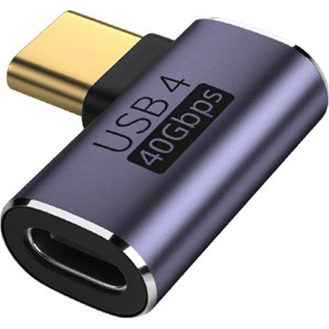 Adaptateur USB-C vers USB-C coudé 40 Gbit/s USB 4.0 100 W 5 A pour ordinateur portable - Convertisseur USB-C mâle vers USB-C femelle - Accessoires pour téléphones - FFY (1/4)