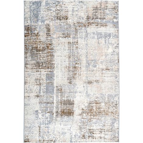 Tapis taupe moderne effet 3d motif géométrique - 150 x 80 cm (1/3)
